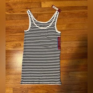 NEW Merona striped tank top white navy blue sleeveless top t-shirt L